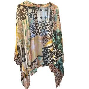 Anthropologie Sheer Floral Patterned Kimono Coverup Beach Robe Women’s One Size